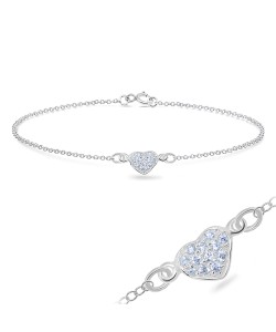 Cute Heart with CZ Stones Silver Bracelet BRS-178